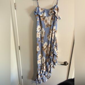 Abercrombie & Fitch Light Blue Floral Ruffle Maxi Dress